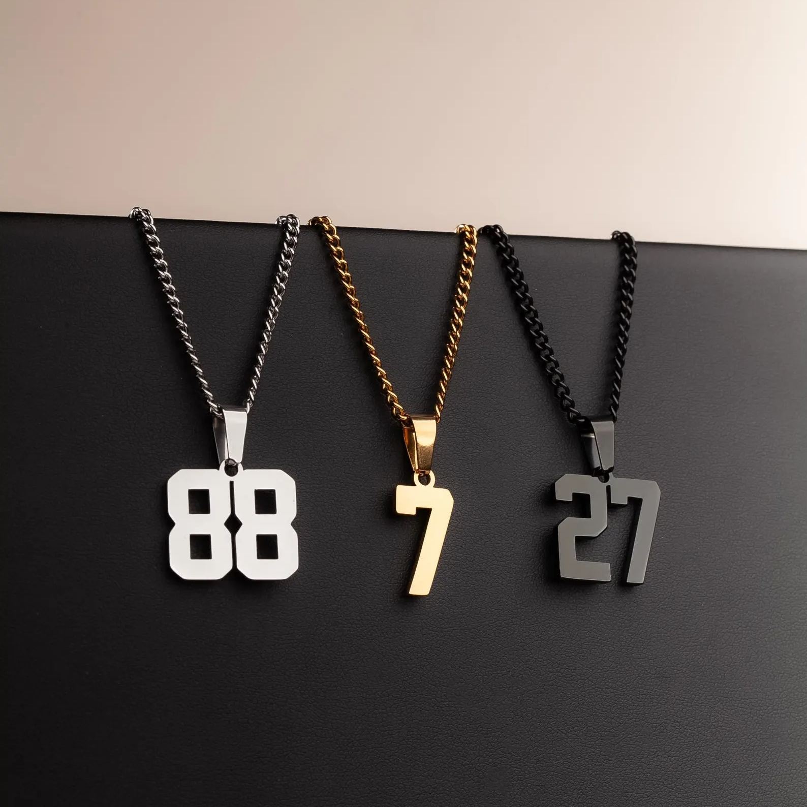 Stainless Steel Jersey Number Pendant Necklace