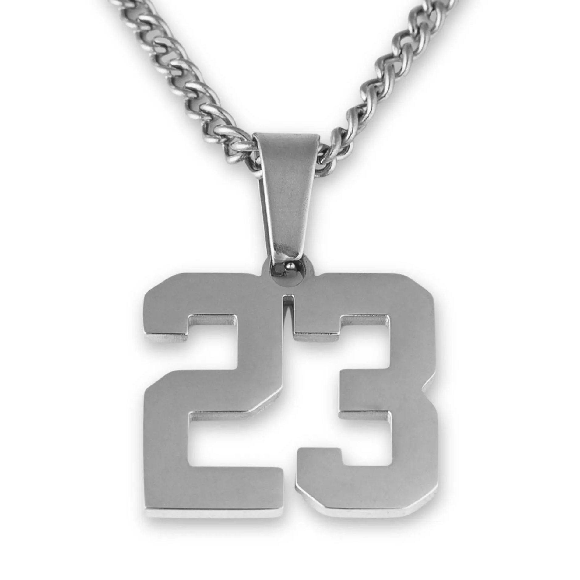 Stainless Steel Jersey Number Pendant Necklace