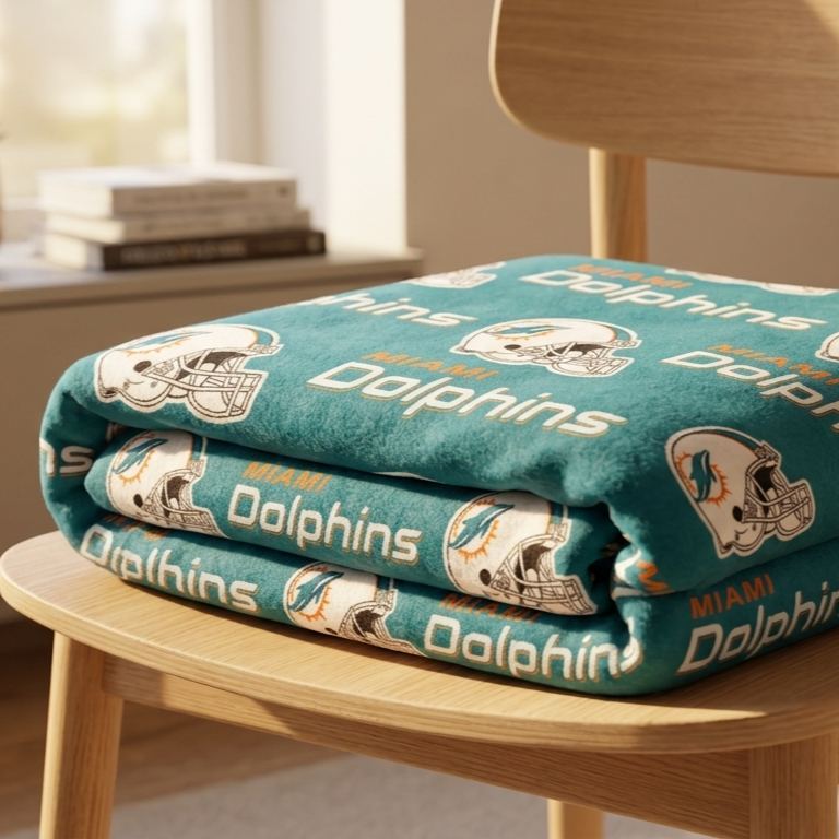 Miami Football Game Day Helmet Pattern Throw Blanket