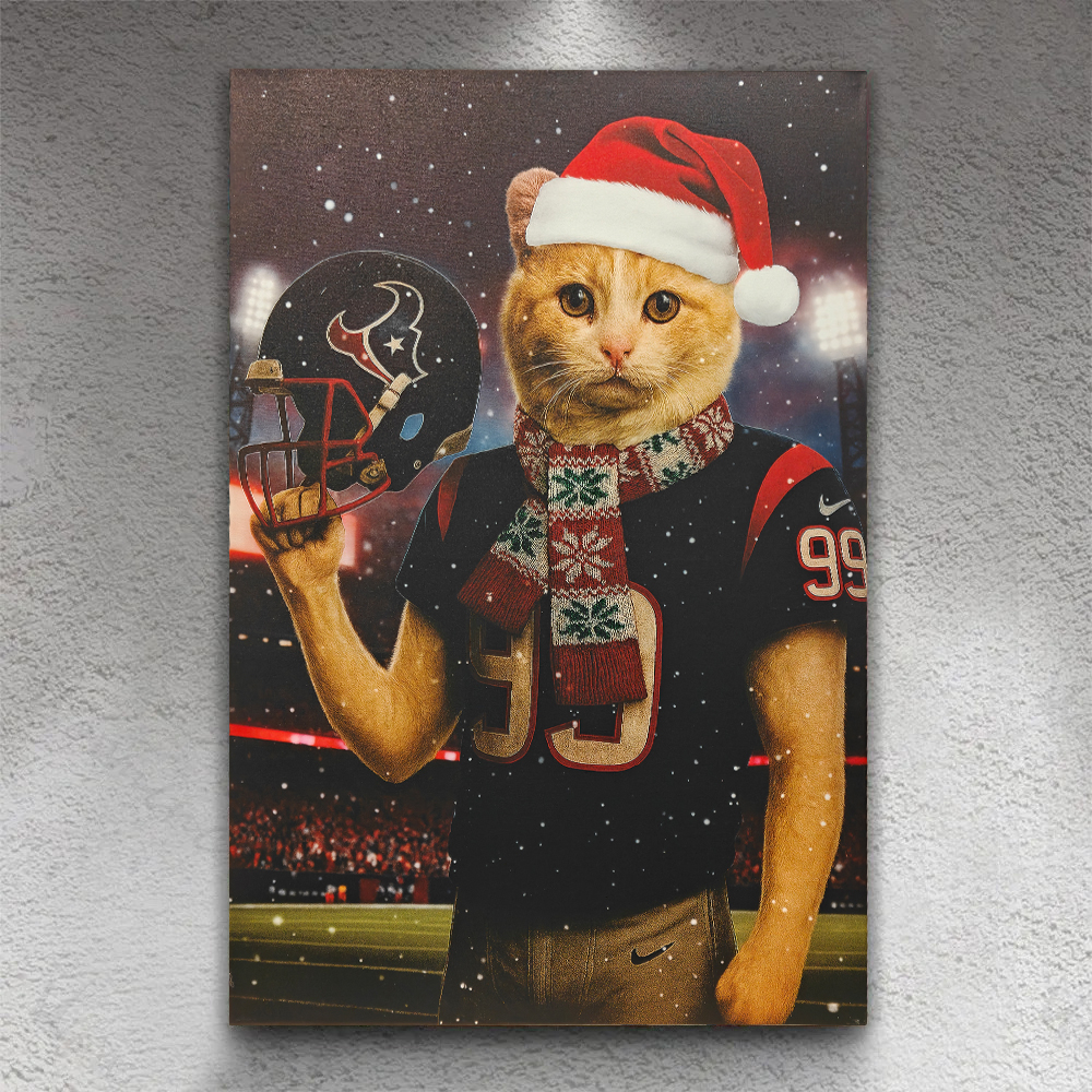 Christmas Hand-Painted Custom American Football Pets Portrait