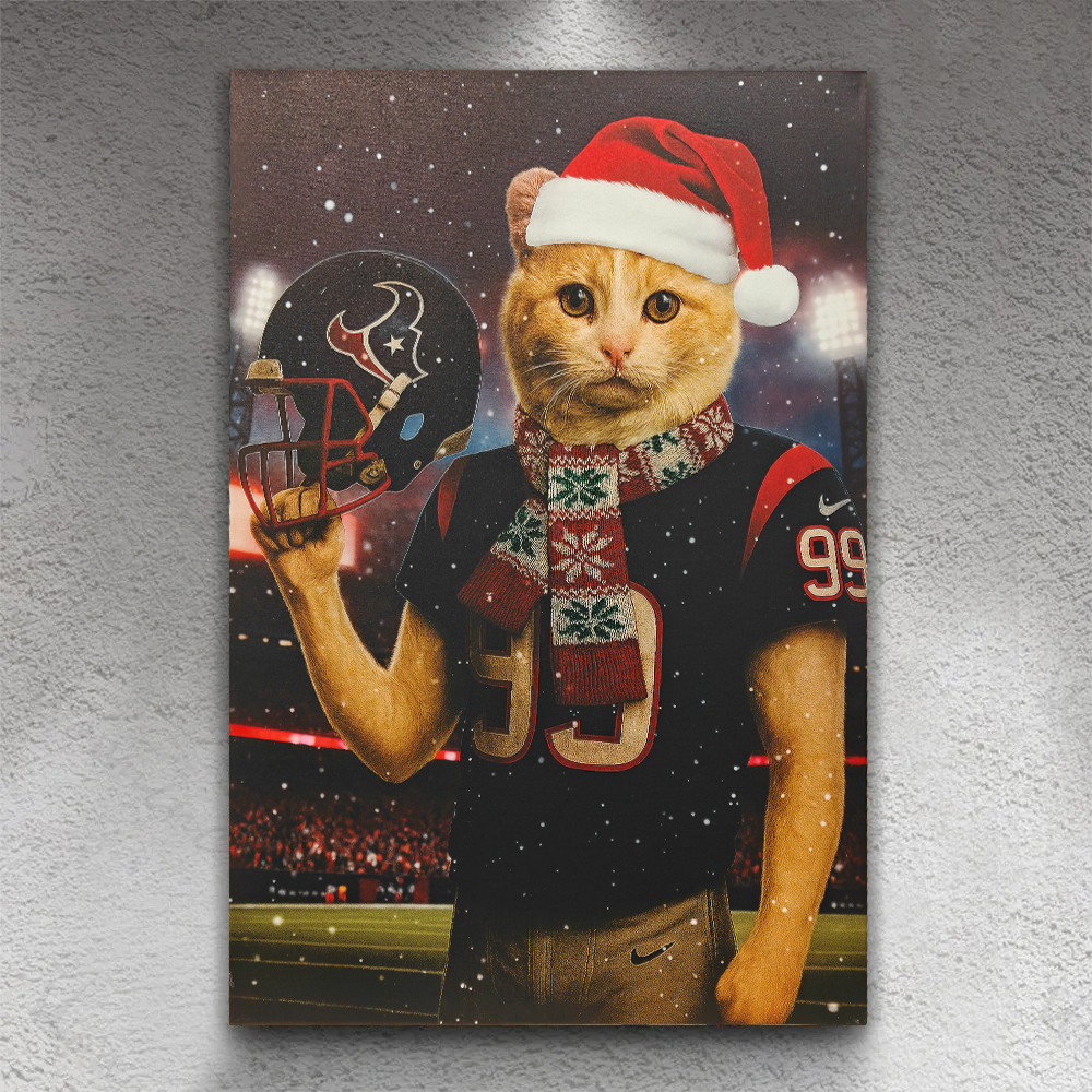 Christmas Hand-Painted Custom American Football Pets Portrait