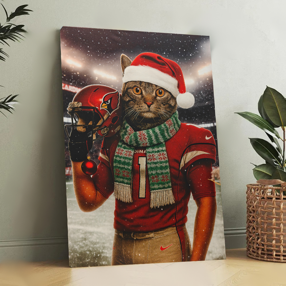 Christmas Hand-Painted Custom American Football Pets Portrait