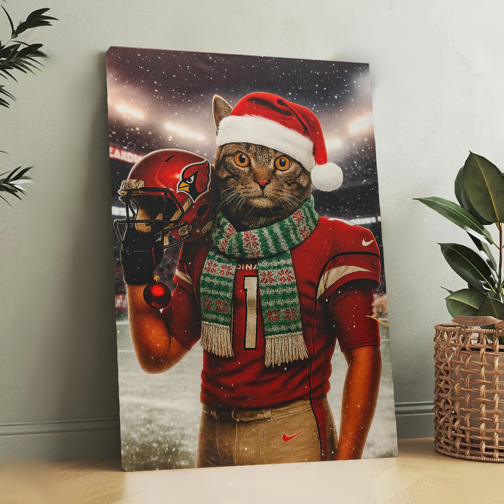Christmas Hand-Painted Custom American Football Pets Portrait