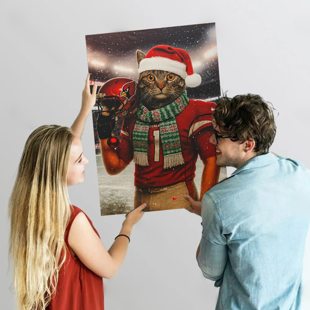 Christmas Hand-Painted Custom American Football Pets Portrait