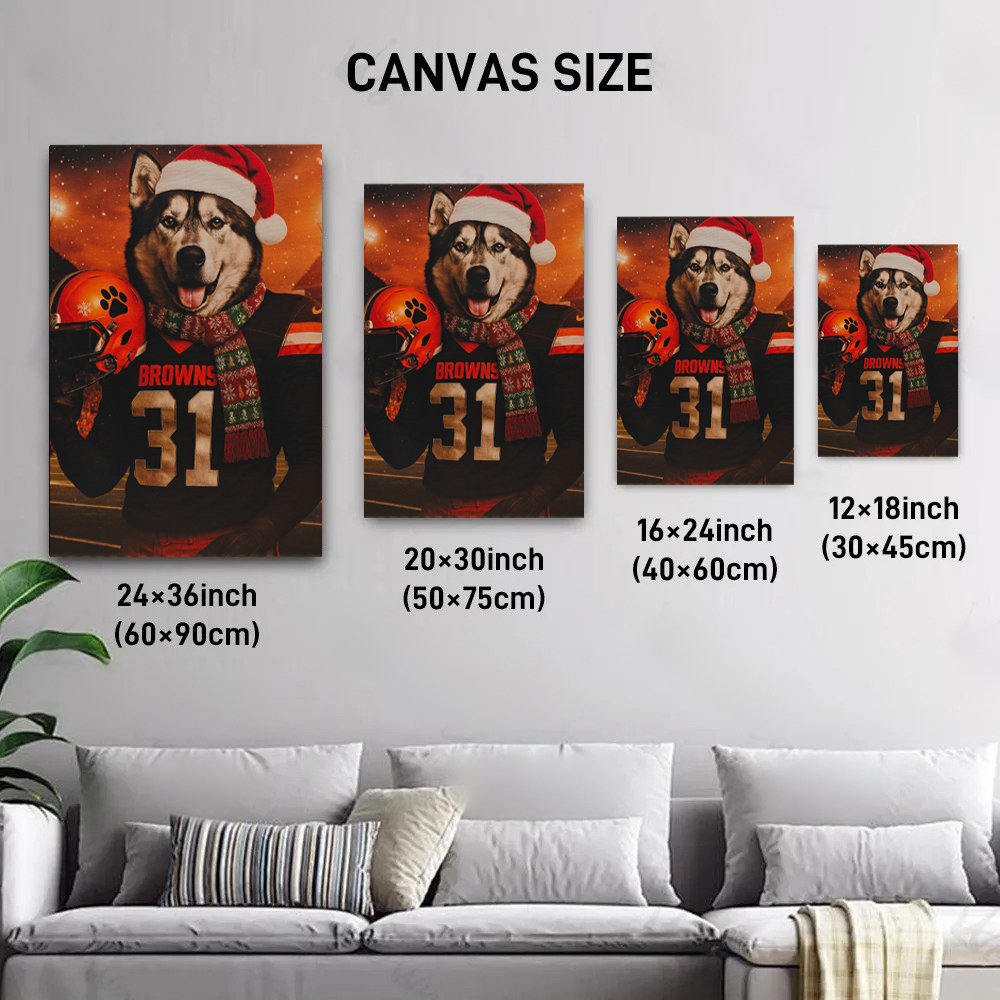 Christmas Hand-Painted Custom American Football Pets Portrait