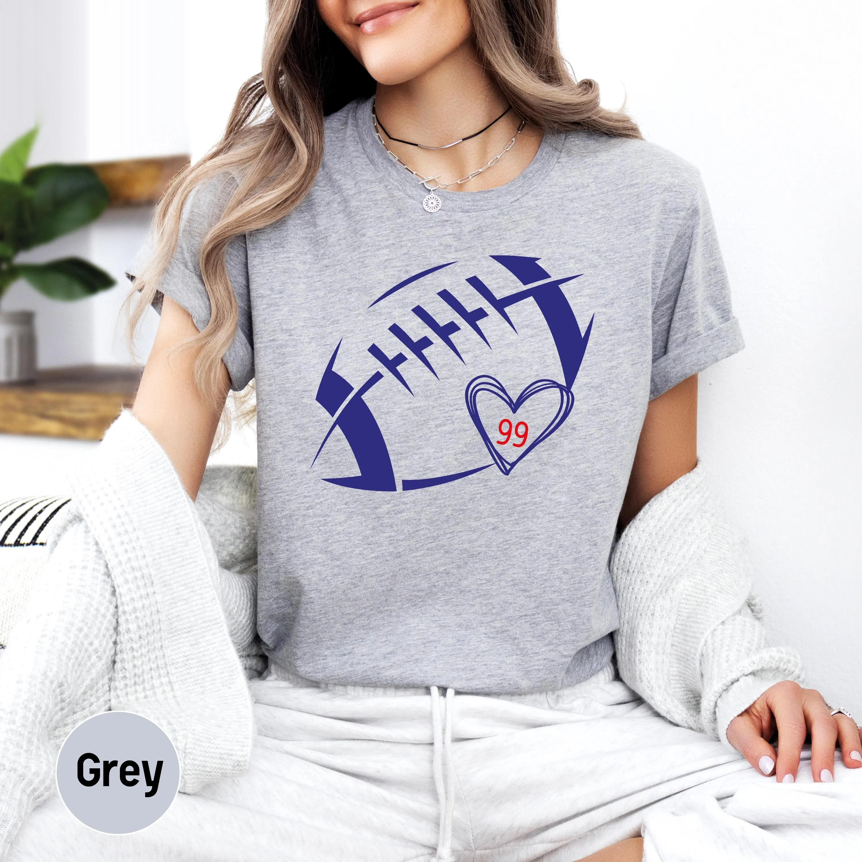 Custom Football Heart T-Shirt