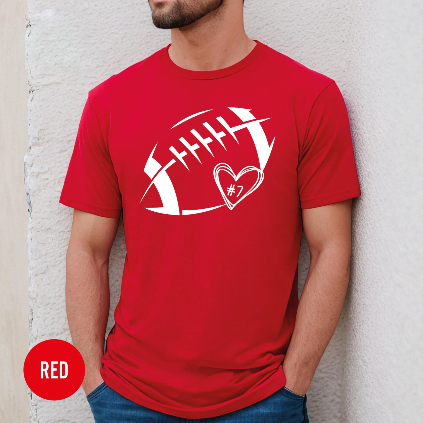 Custom Football Heart T-Shirt