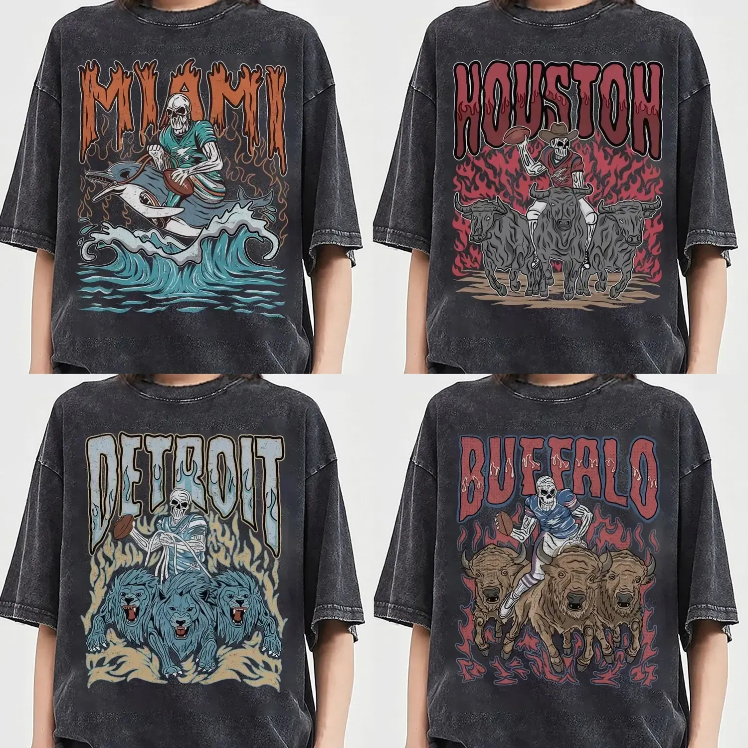 Football Skull Vintage T-Shirt