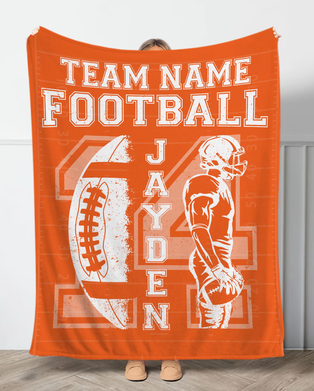 Vintage Player Poster Football Blanket – Custom Name & Number Throw