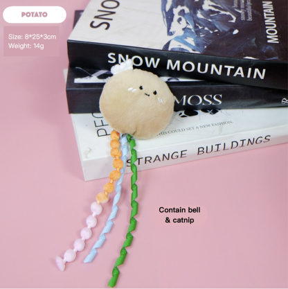 Plush Cat Interactive Toy Contain Bell & Catnip Potato Tomato