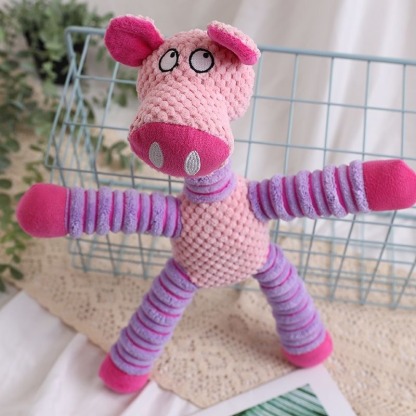 Cute Plush Dog Squeaky Toy Bite Resistant Chewing Toy Pig Bear Elephant