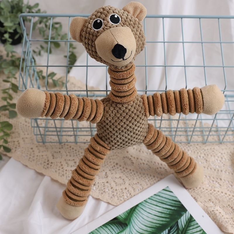 Cute Plush Dog Squeaky Toy Bite Resistant Chewing Toy Pig Bear Elephant