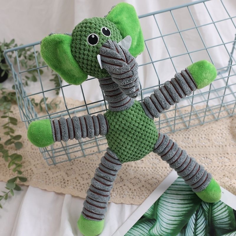 Cute Plush Dog Squeaky Toy Bite Resistant Chewing Toy Pig Bear Elephant