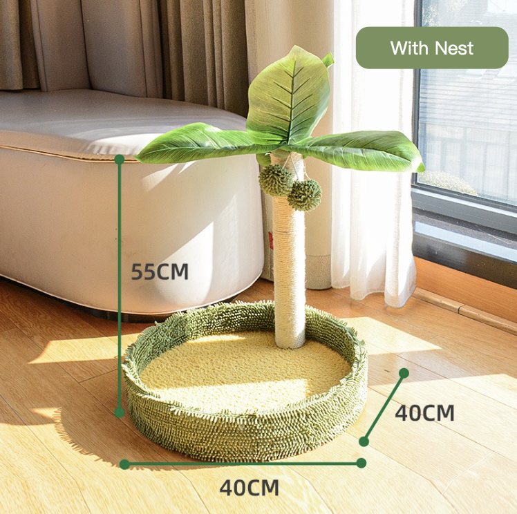 Cute Simulated Coconut Tree Cactus Scratching Post With Platform & Nest Large Space