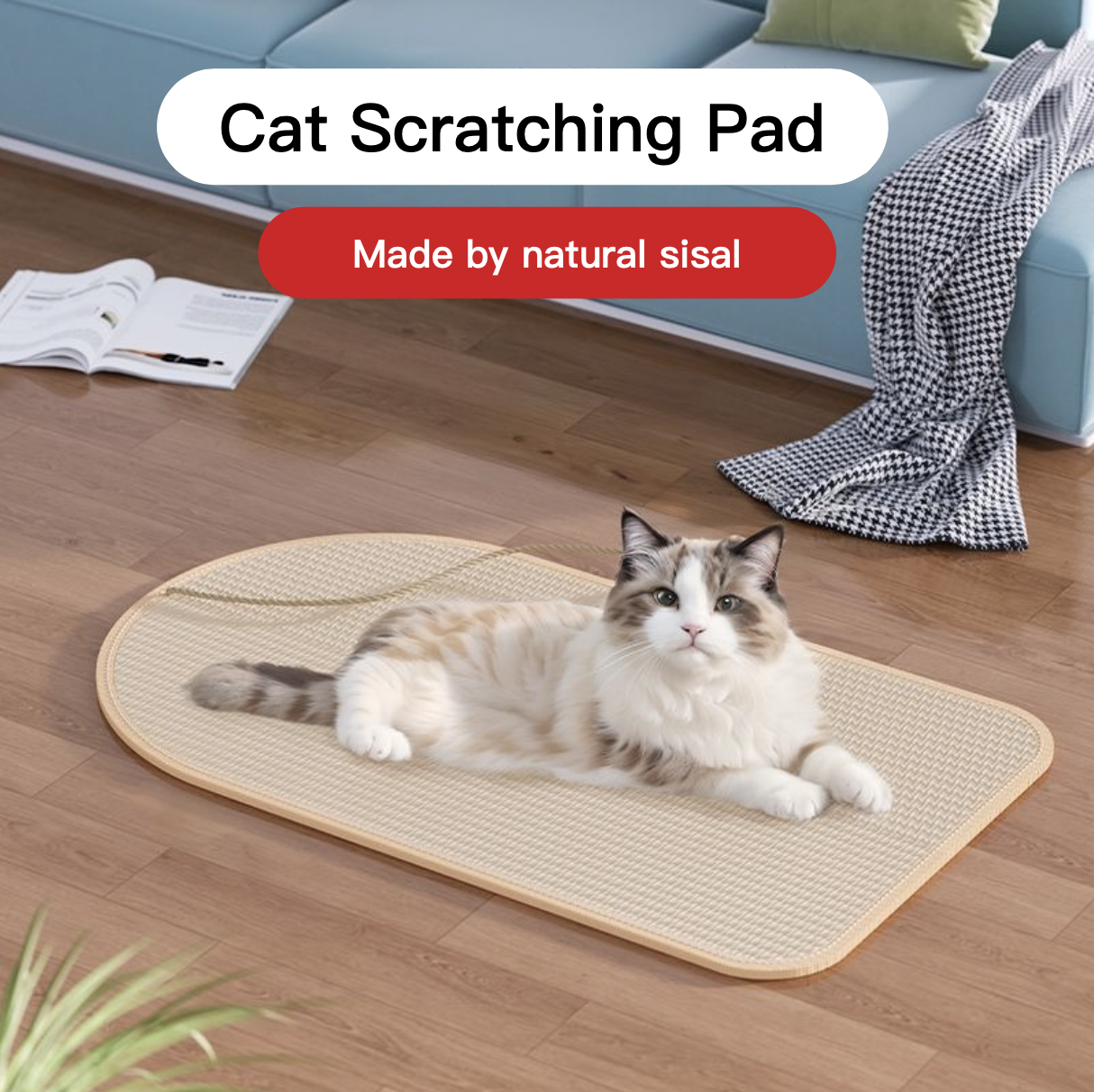 Sisal Cat Scratching Pad With Ball Furniture & Wall Protector Medium/Large Ellipse House Shapes