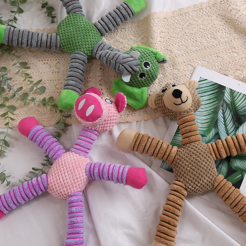 Cute Plush Dog Squeaky Toy Bite Resistant Chewing Toy Pig Bear Elephant