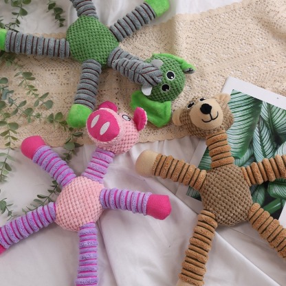 Cute Plush Dog Squeaky Toy Bite Resistant Chewing Toy Pig Bear Elephant