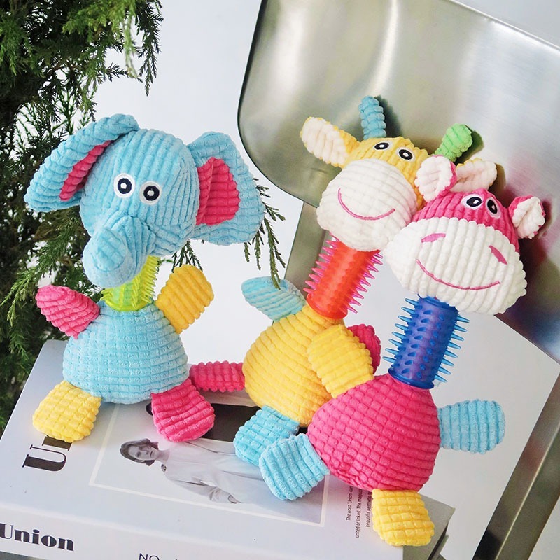 Bite Resistant Squeaky Dog Toy Teeth Cleaning Teeth Grinding Hippo Giraffe Elephant