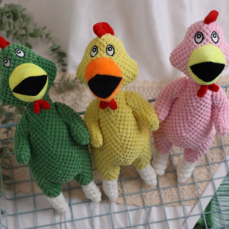 Bite Resistant Squeaky Dog Toy Teeth Cleaning Teeth Grinding Pink/Yellow/Green Screaming Chicken