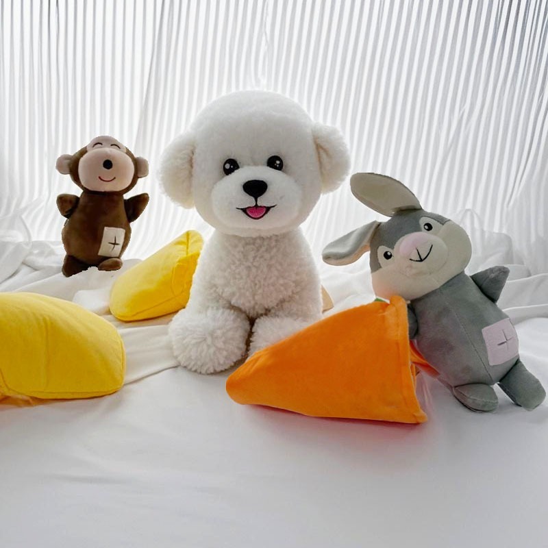 Plush Pet Toy Dog Sniff Toy Paper Sound BB Squeaky Toy Banana Monkey Carrot Rabbit