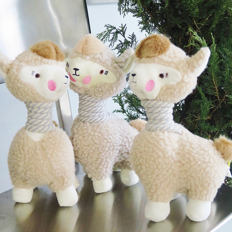 Cute Squeaky Dog Toy Cotton Rope Alpaca Bite-resistant Pet Toy