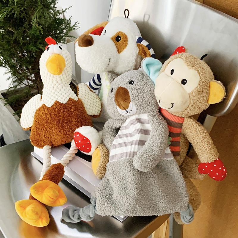 Plush Squeaky Dog Toy Bite Resistant Pet Toy Dog/Horse/Monkey/Chicken