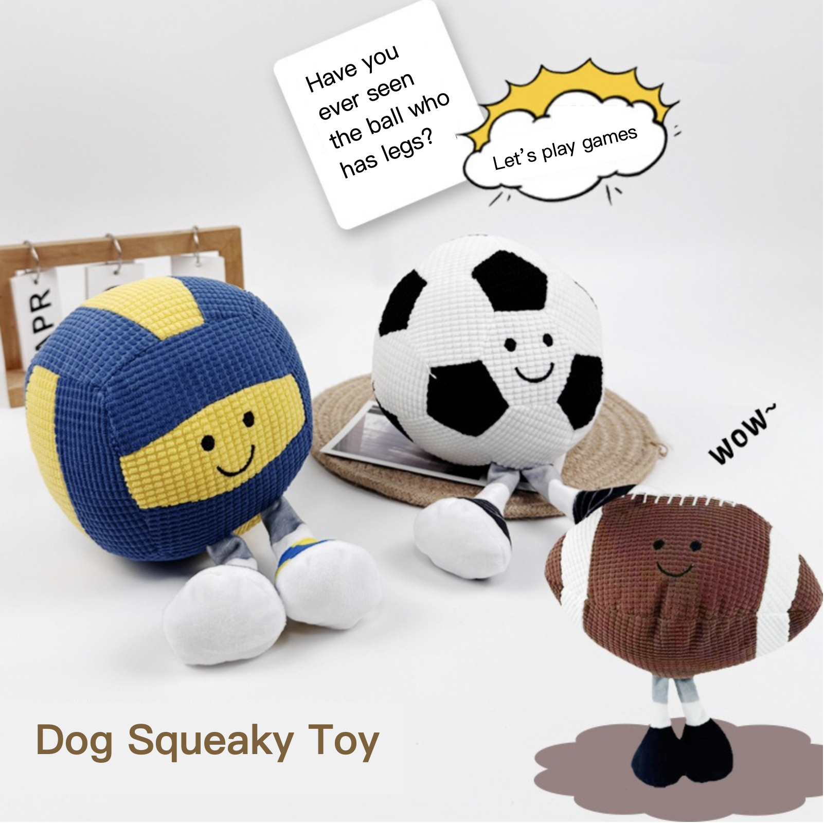 Bite Resistant Squeaky Ball Dog Toy Teeth Cleaning Teeth Grinding Basketball Football Volleyball Rugby