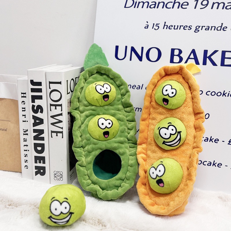 Pea Brothers Sniff Hide Food Dog Toy Squeaky Bite Resistant Pet Toy Orange Green