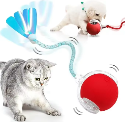 Interactive Cat Toys Ball With Replaceable Tail Automatic Moving Cat Toys Ball ElectricIe Interactive Rolling Dog Ball