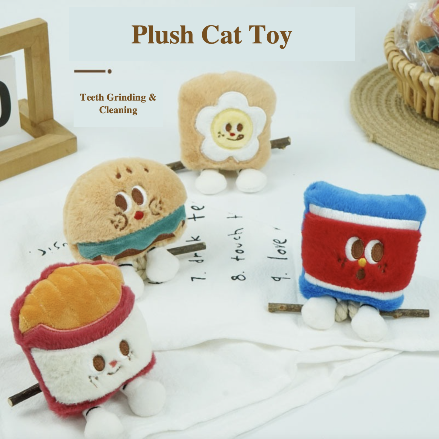 Plush Cat Teeth Cleaning & Grinding Silvervine Chewing Toy Contain Bell  & Catnip