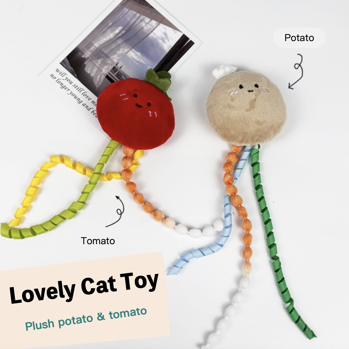Plush Cat Interactive Toy Contain Bell & Catnip Potato Tomato