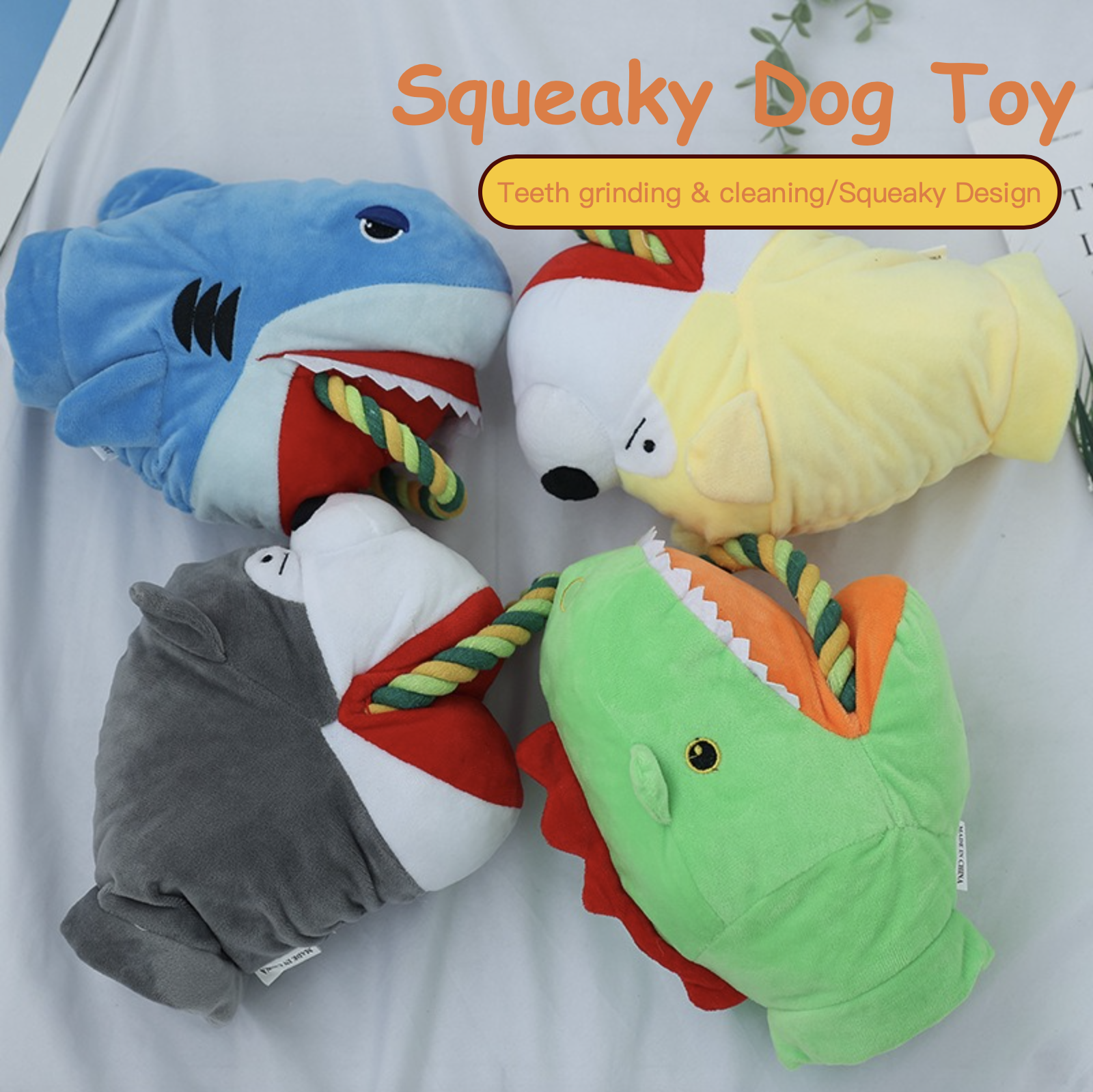 Dog Interactive Bite Resistant Toy Glove Squeaky Teeth Cleaning Teeth Grinding With Rope 4 Colors