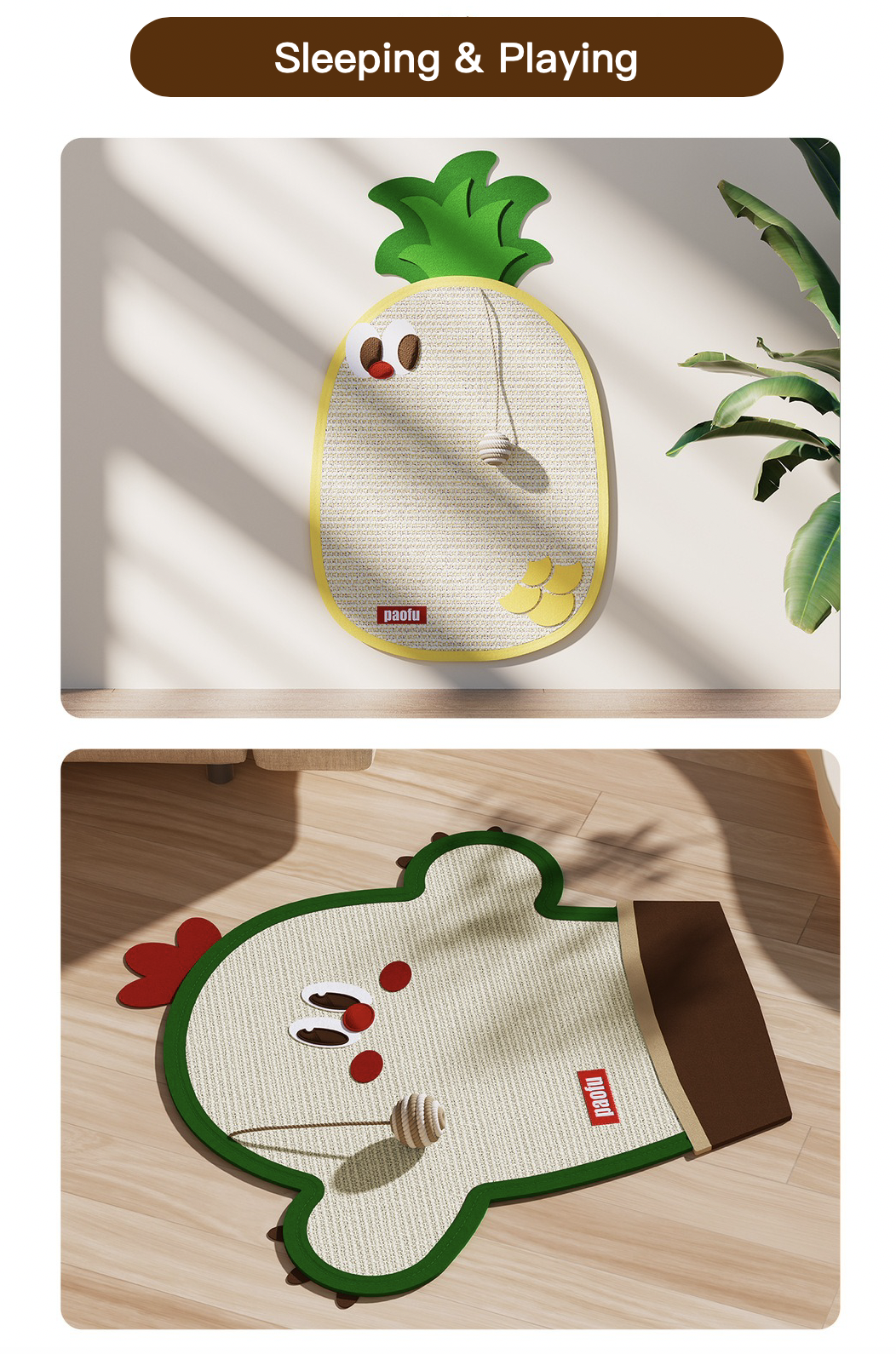 Cartoon Sisal Cat Scratching Board With Hanging Ball 17 Styles for Choice Can Be Used Anywhere