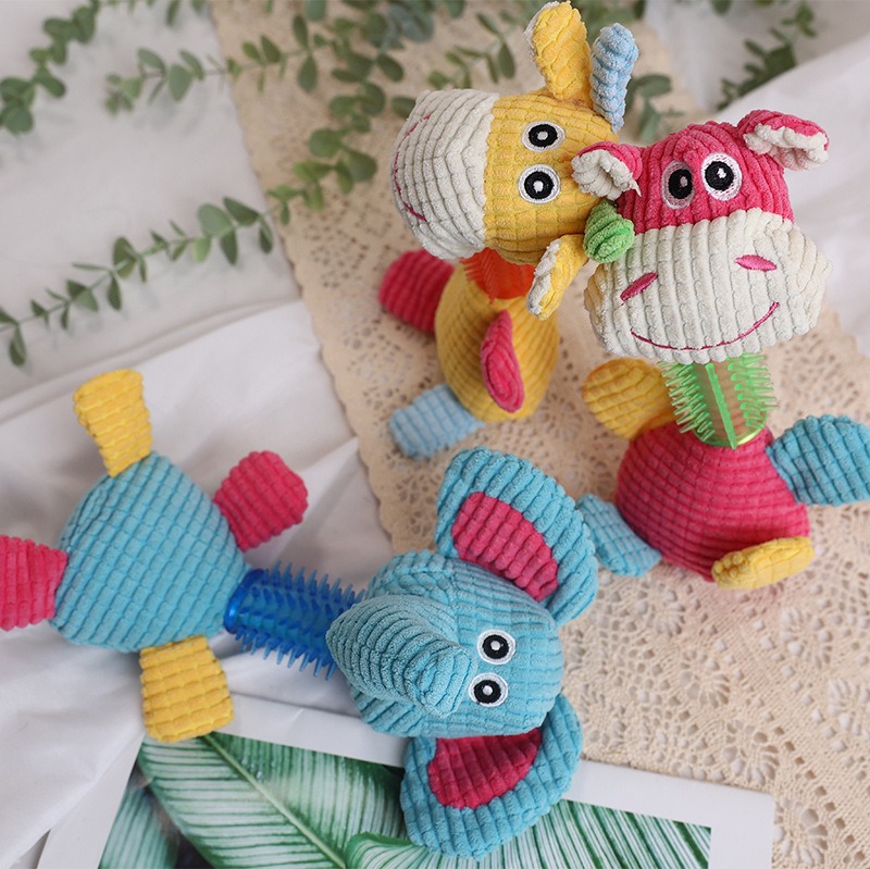 Bite Resistant Squeaky Dog Toy Teeth Cleaning Teeth Grinding Hippo Giraffe Elephant