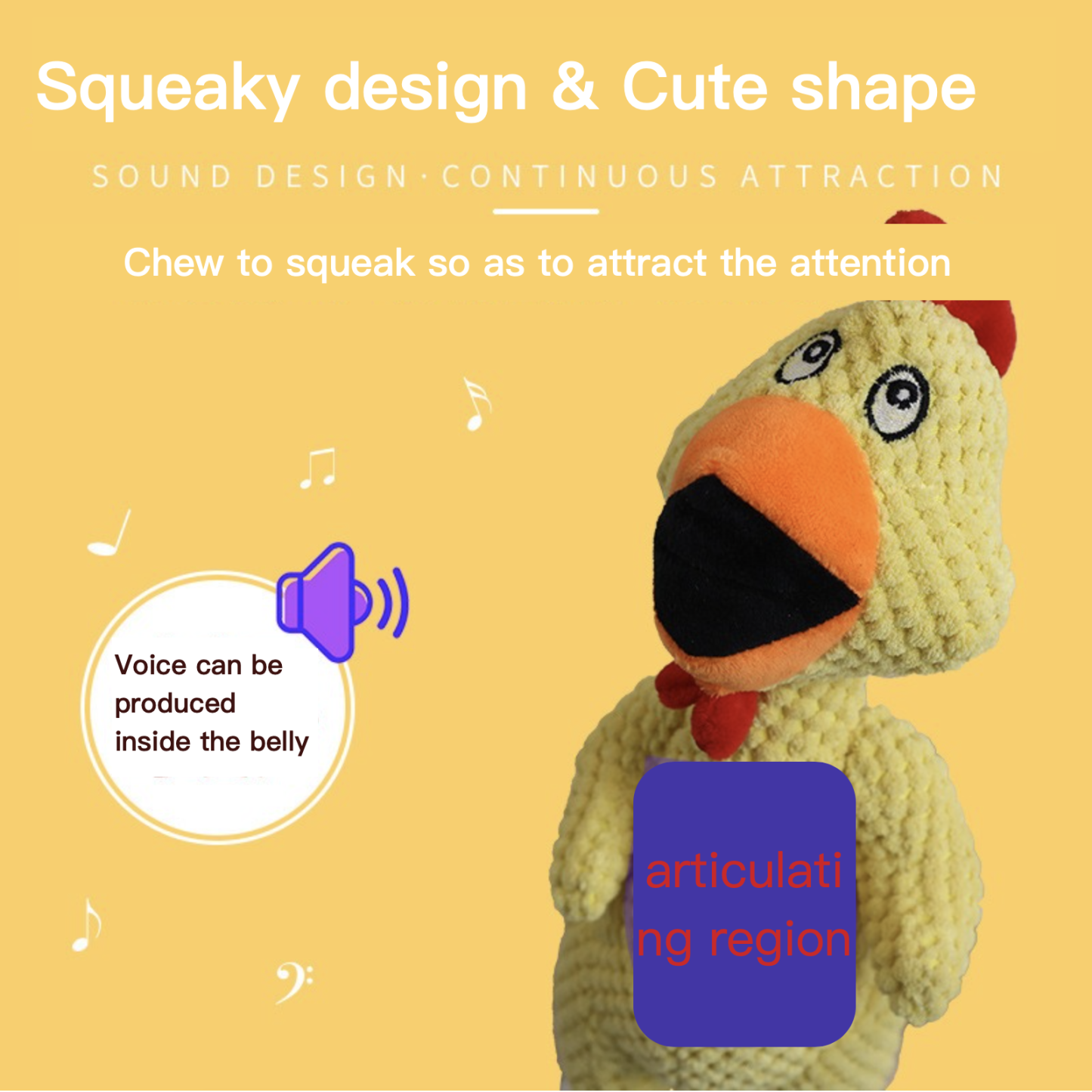 Bite Resistant Squeaky Dog Toy Teeth Cleaning Teeth Grinding Pink/Yellow/Green Screaming Chicken