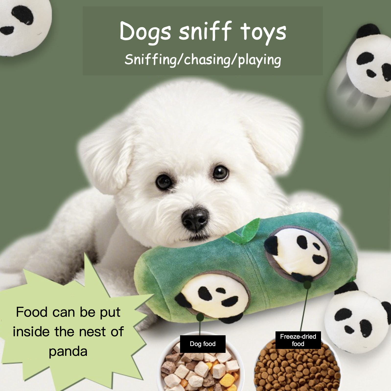 Dog Digging Fun Plush Toy Panda + Bamboo Set Paper Sound & BB Squeaky Toy