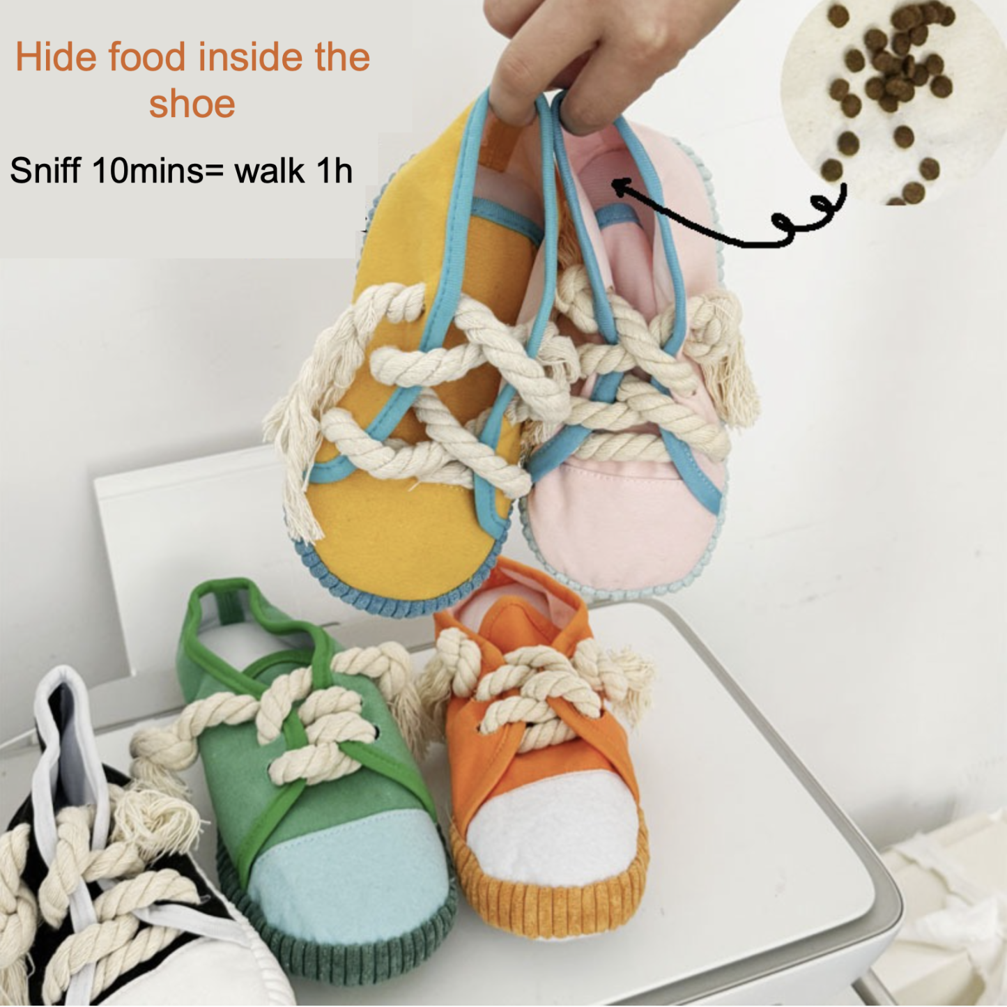 Washable High & Low Cut Shoe Bite-resistant Squeaky Hidden Food Dog Toy 5 Colors