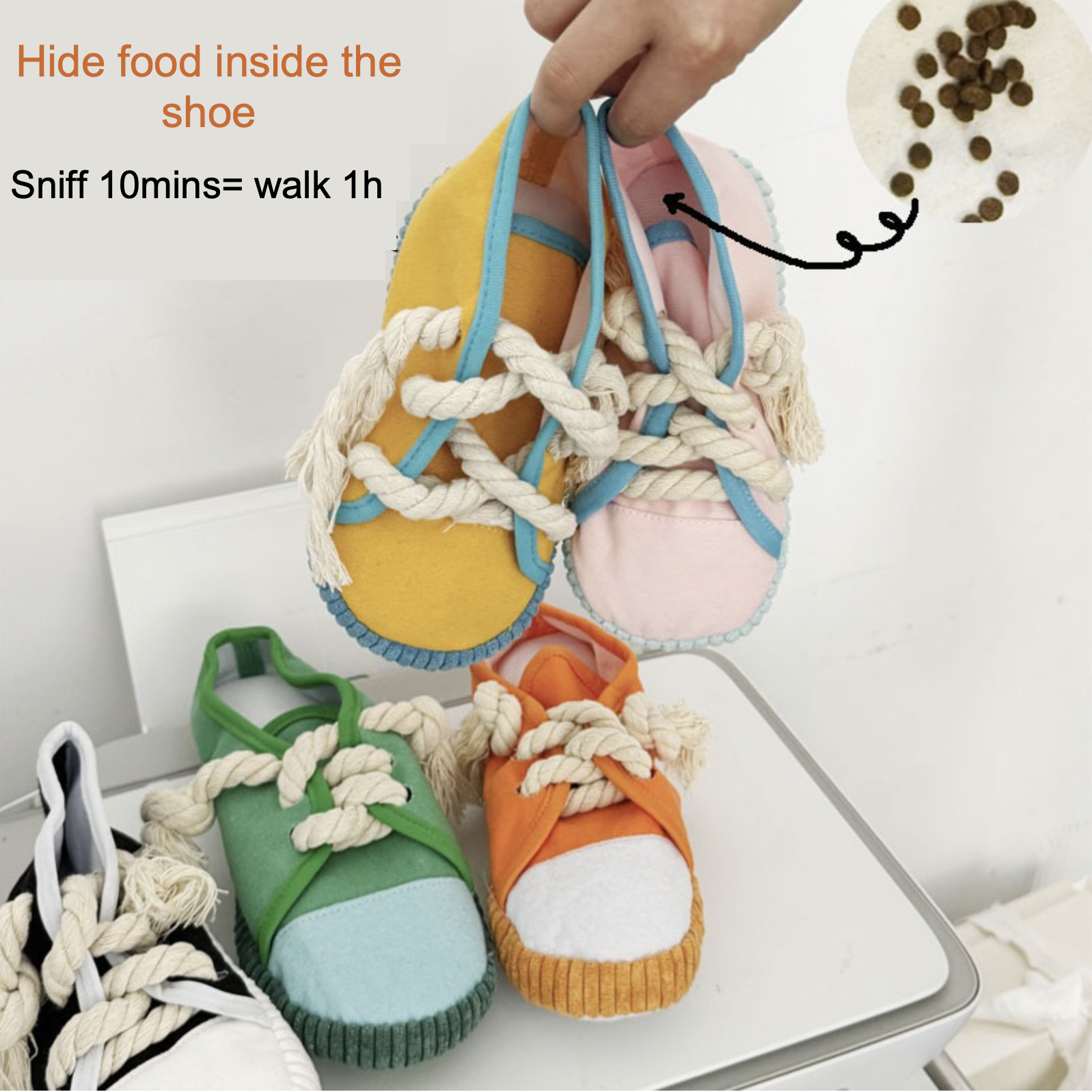 Washable High & Low Cut Shoe Bite-resistant Squeaky Hidden Food Dog Toy 5 Colors