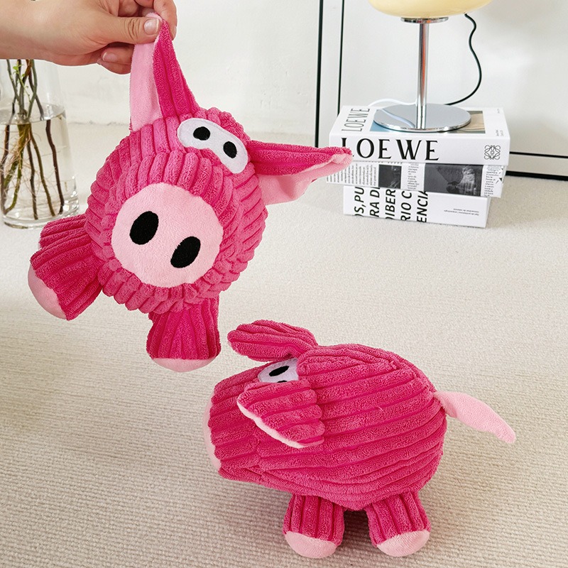 Plush Squeaky Dog Toy Cute Pink Pig Bite Resistant Pet Toy Teeth Grinding & Cleaning