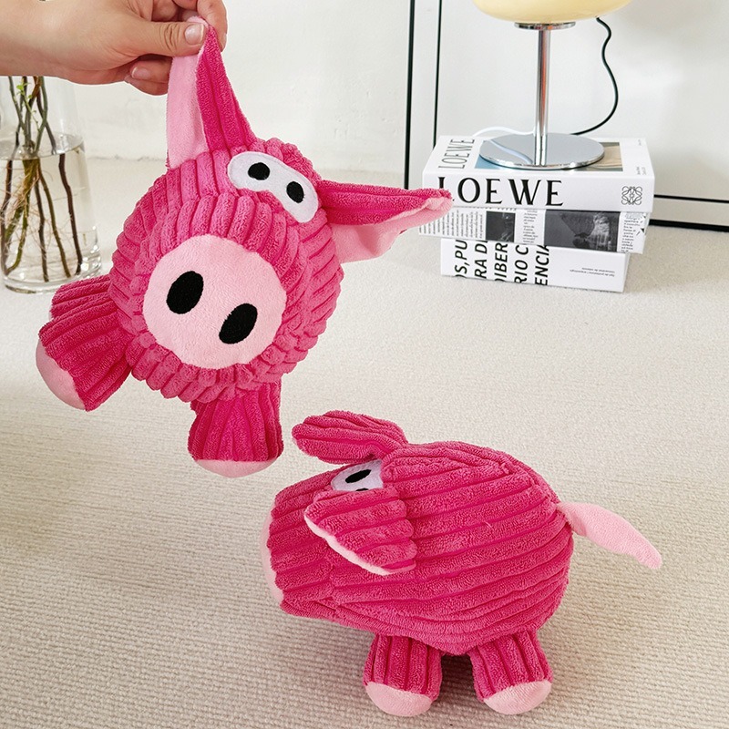 Plush Squeaky Dog Toy Cute Pink Pig Bite Resistant Pet Toy Teeth Grinding & Cleaning