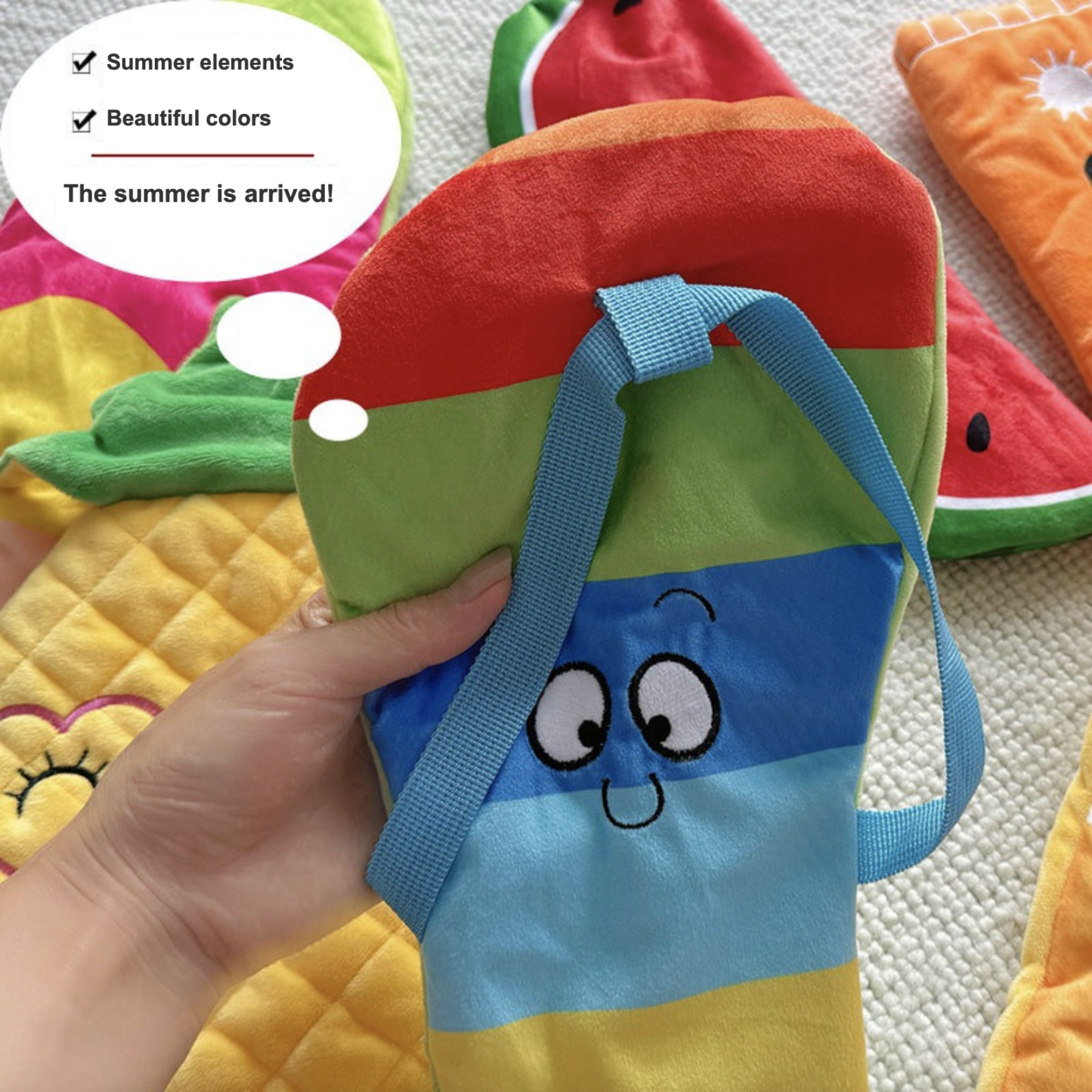 Summer Style Series Squeaky Paper Sound Dog Toy Shoe Watermelon Pineapple Beer Popsicle