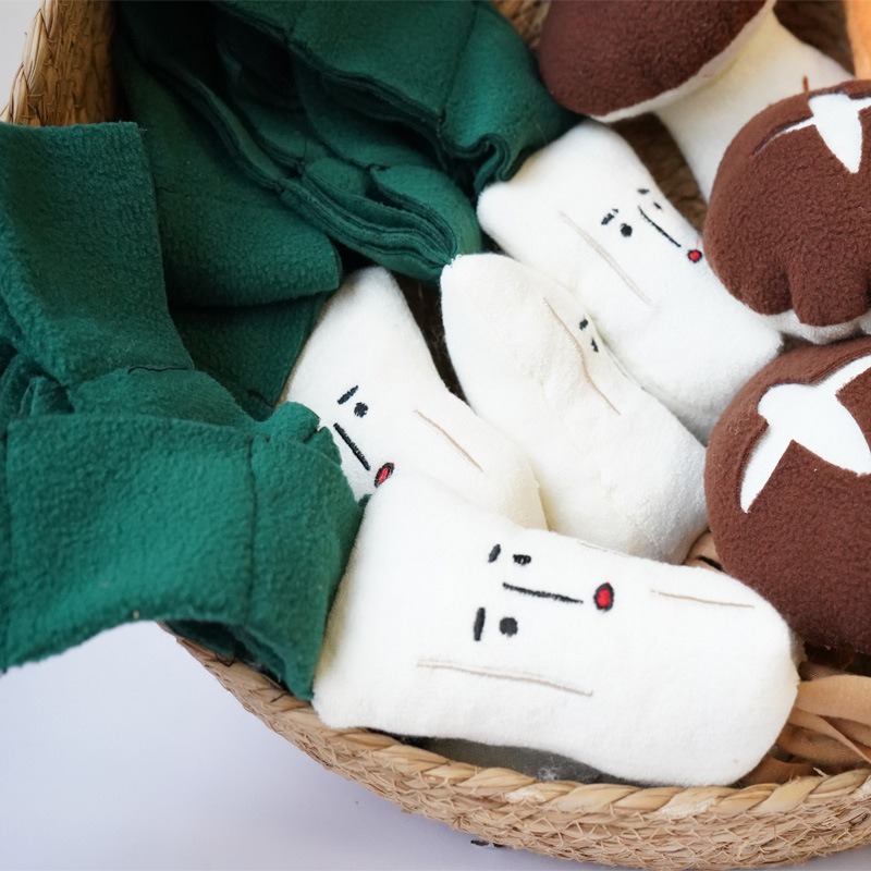 Korean Style Plush Squeaky Dog Toy Sniff Hide Food Carrot Eggplant Mushroom Scallion