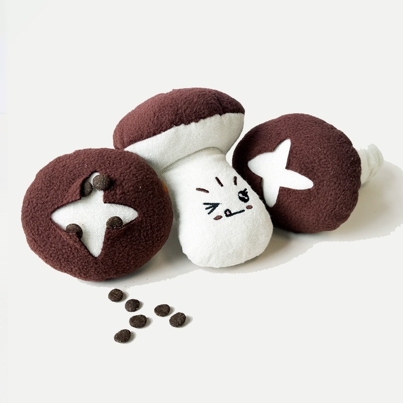 Korean Style Plush Squeaky Dog Toy Sniff Hide Food Carrot Eggplant Mushroom