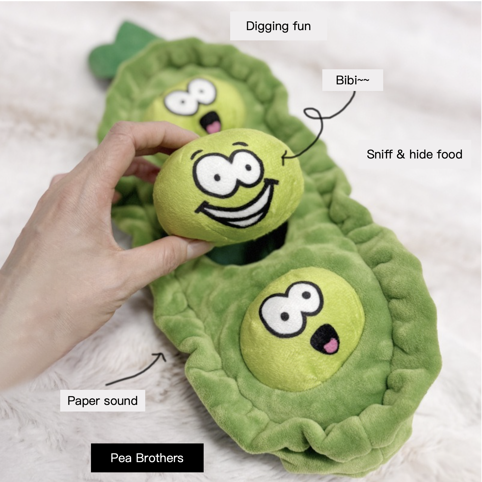 Pea Brothers Sniff Hide Food Dog Toy Squeaky Bite Resistant Pet Toy Orange Green