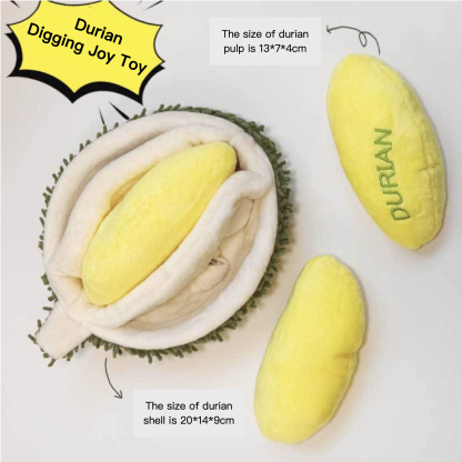 Plush Durian Hide Food Dog Toy Squeaky Paper Sound Bite Resistant Pet Toy