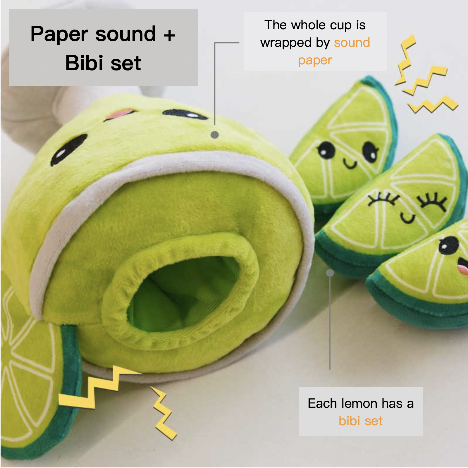 Korean Style Plush Dog Toy Sniff Hide Food Lemon Goblet Paper Sound