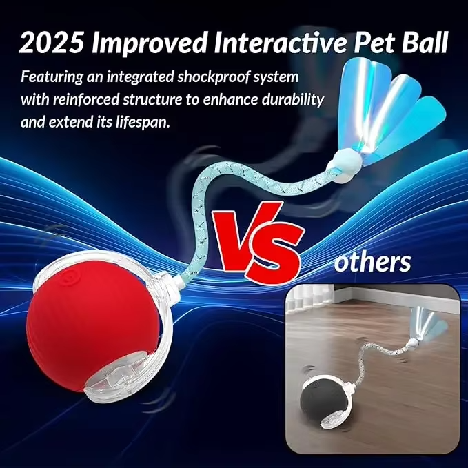 Interactive Cat Toys Ball With Replaceable Tail Automatic Moving Cat Toys Ball ElectricIe Interactive Rolling Dog Ball