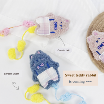 Cute Cartoon Plush Cat Interactive Toy Teddy Rabbit Contain Bell