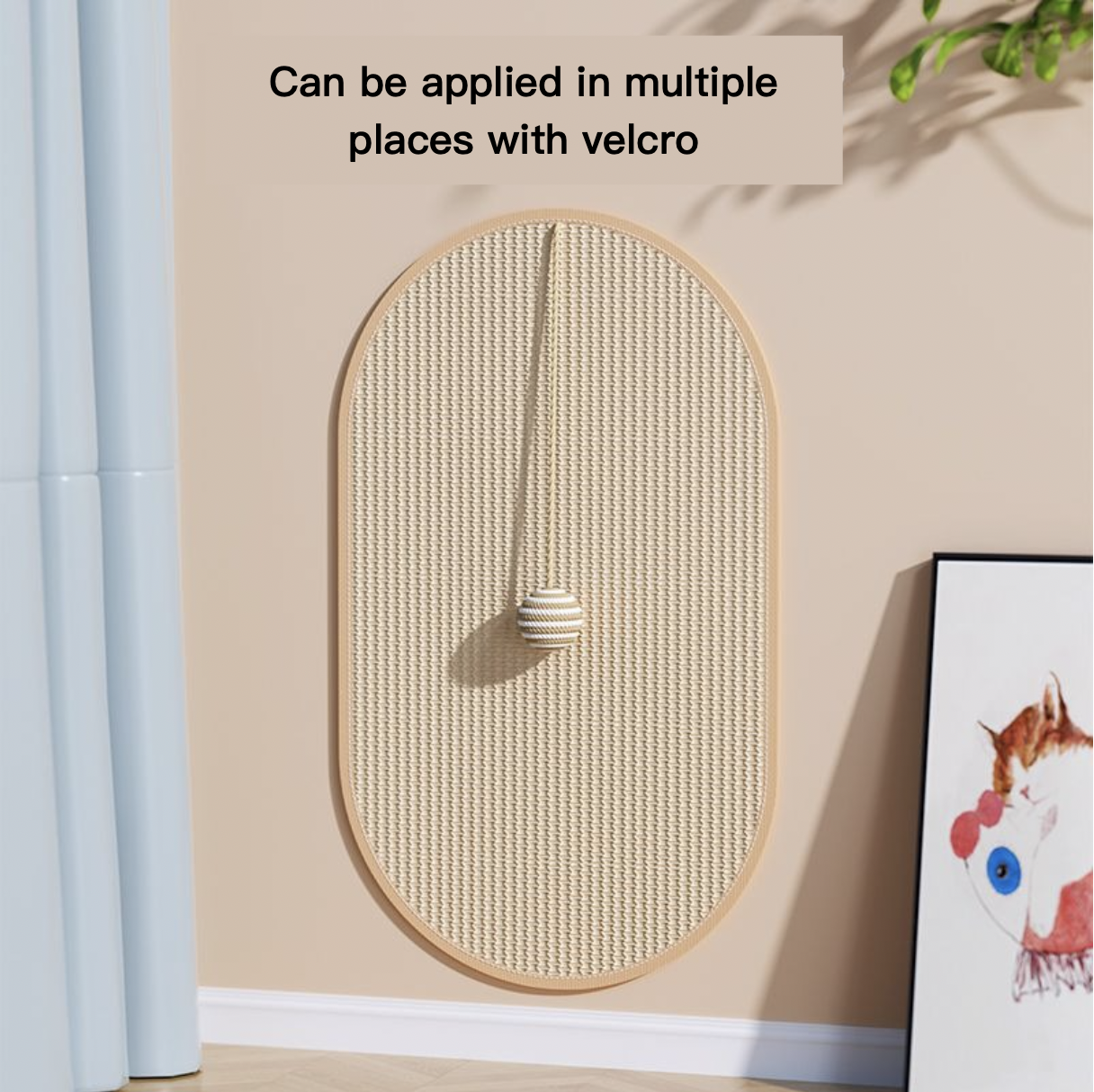 Sisal Cat Scratching Pad With Ball Furniture & Wall Protector Medium/Large Ellipse House Shapes