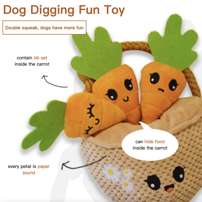 Cute Dog Paper Sound BB Set Toys Bite-resistant Plush Toys Bee Set Carrot Set